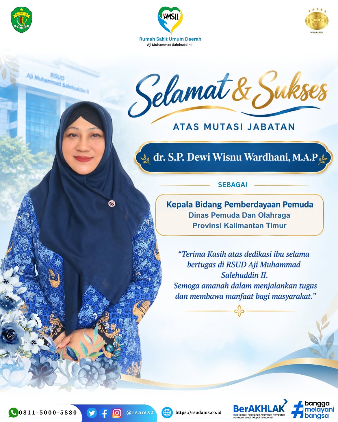Selamat & Sukses atas Mutasi Jabatan - dr. S.P. Dewi Wisnu Wardhani, M.A.P.
